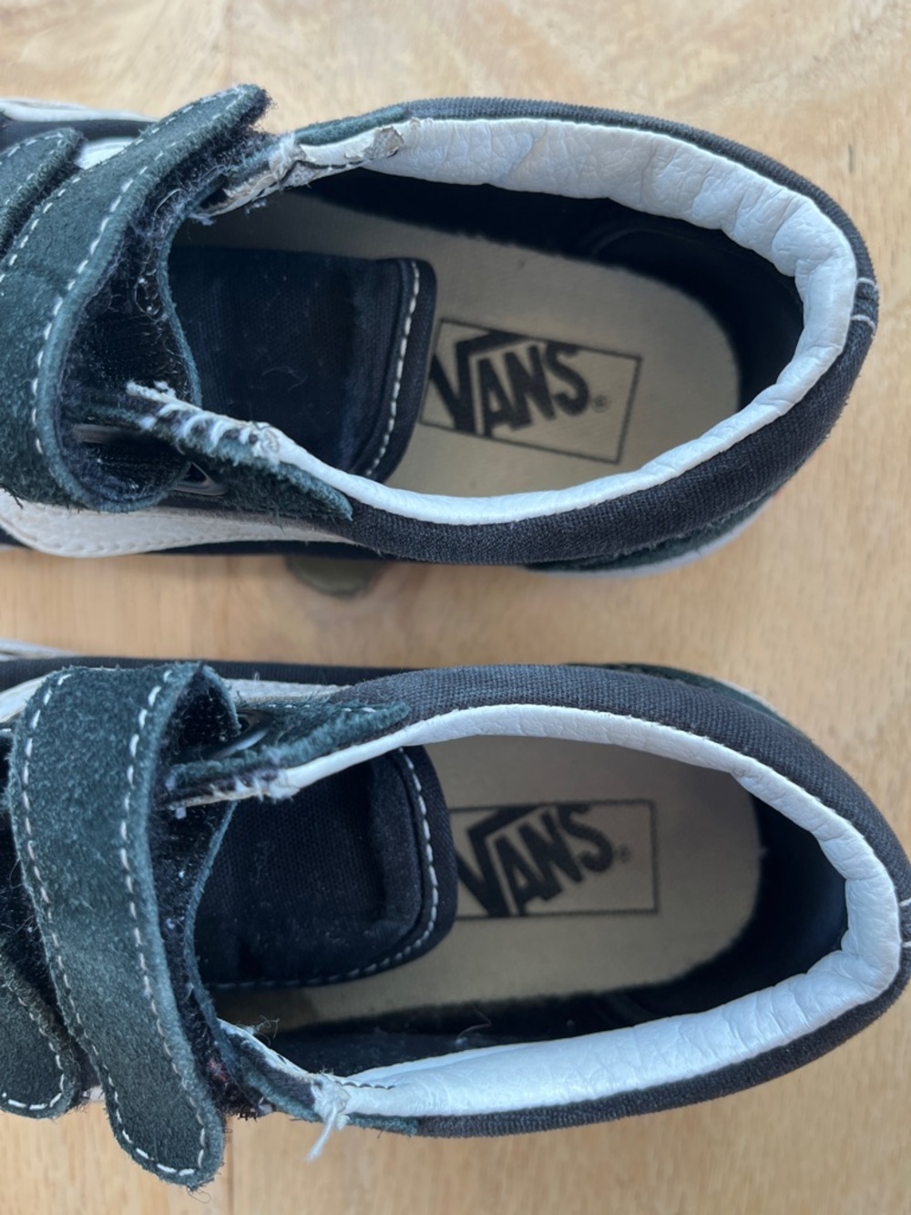 Vans Kids Black and White Canvas and Suede Velcro Skate Sneakers - Picture 2 of 8